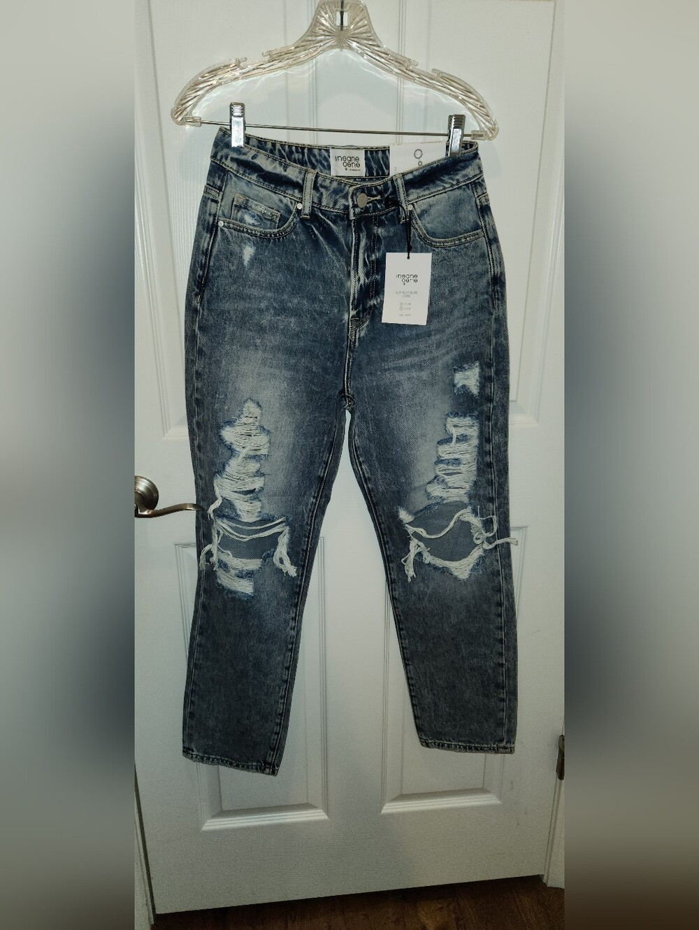 Insane Gene Distressed Blue Grey Acid-Wash Jeans